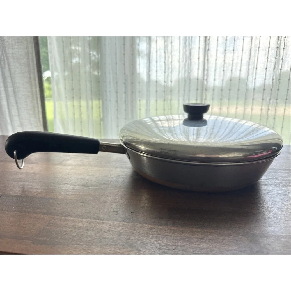 Vintage Revere Ware 10 Inch Skillet Frying Pan with Lid Copper Bottom